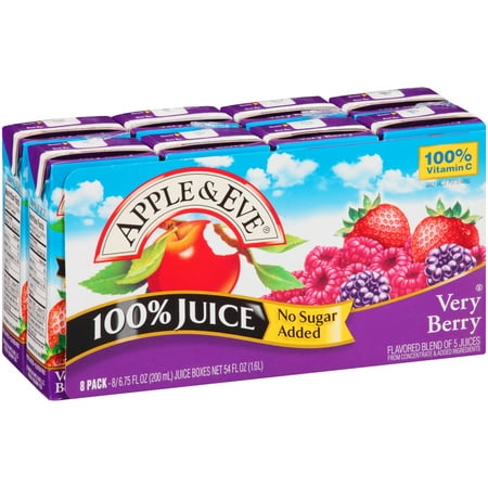 (5 Pack) Apple & Eve 100% Juice, Very Berry, 6.75 Fl Oz, 8