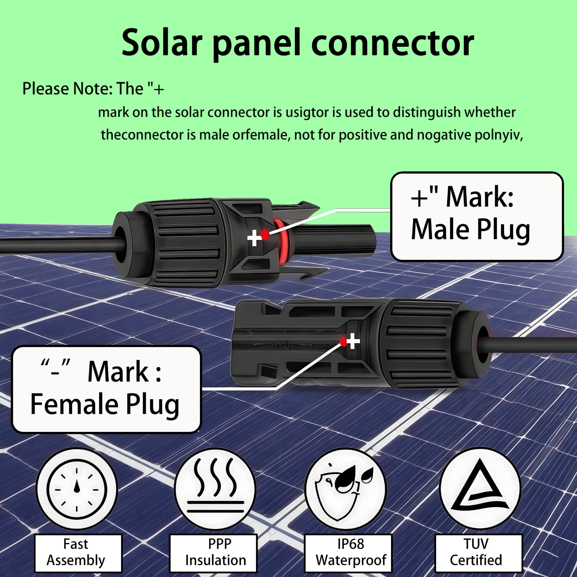 FITE ON 16.5FT 14AWG+16AWG Solar Cable Compatible with Anker 521 535 555 Power Station with Solar Panel Connector to DC7909+8020