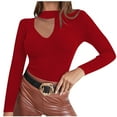 thumbnail image 2 of Women's Sweaters Lightweight Under $15 Casual Round Neck Long Sleeves Solid Color Base Knitted Sweater, 2 of 6