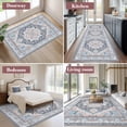 thumbnail image 5 of 4'x6' Area Rugs, Machine Washable Non Slip Area Rug for Living Room, Soft Low Pile Vintage Print Pattern Indoor Bedroom Thin Carpet, Navy Blue, 5 of 6