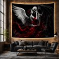 thumbnail image 6 of Winged Figure Kissing with Skeleton Left Profile Long, Spooky Gothic for Gothic Decor Fans, Dark Art Decor, Halloween Gift, Tapestry Wall Hanging for Bedroom and Dorm, 6 of 7