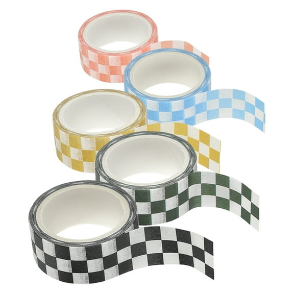 Hemoton 5 Rolls Kawaii Washi Tape Stickers Checkerboard Printed Child