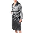 thumbnail image 2 of Men's Satin Robe Bathrobe Nightgown Casual Kimono Robe Loungewear Sleepwear Pajama Long Lightweight Silky Satin Lounge Robe with Pockets, 2 of 8