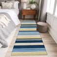thumbnail image 4 of 2'x6' Rug Runners for Hallways Kitchen, Blue Yellow Striped Non Slip Entryway Beside Floor Carpet Runner, Farmhouse Stripes Vintage Washable Laundry Room Bedroom Throw Rugs Mat for Family Pet, 4 of 8