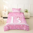 thumbnail image 2 of Castle Fairy Pink Glitter Letter B Twin Bedding for Girls,Love Heart Print Duvet Cover Set,2pcs,No Comforter,Pink Reversible, 2 of 6