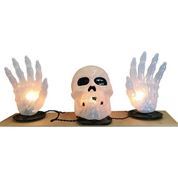 Fantasia Inc. Light up Skull and Skeletal Hands Ground Breaker Decoration Indoor/Outdoor (White Light)