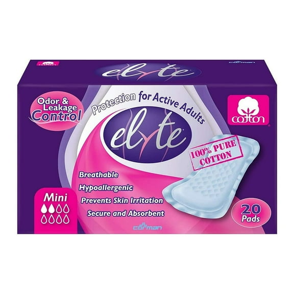 Elyte Incontinence Pads For Active Adults Mini, 20 Ea