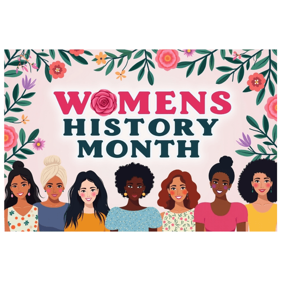 Floral Themed Womens History Month Banner Backdrop Party Decorations Photography Props Celebration Background Decor for Events Gatherings and Commemorations