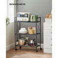 thumbnail image 3 of - Metal Storage Rack with Wheels Mesh Shelving Unit with X Side Frames .- Width for Entryway Kitchen Living Room Bathroom Industrial Style UBSCB, 3 of 8