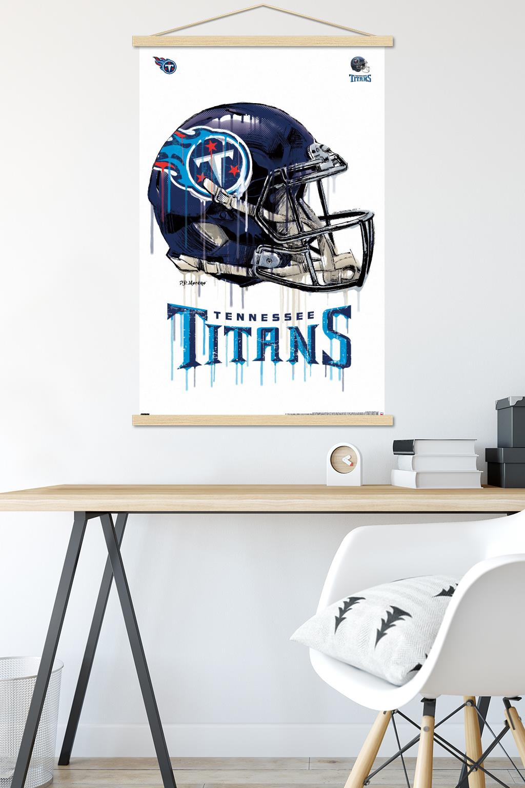NFL Tennessee Titans - Drip Helmet 20 Wall Poster with Wooden Magnetic Frame, 22.375" x 34"