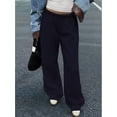 thumbnail image 5 of Womens Wide Leg Sweatpants Interior Sweat Pants with Pockets Elastic Waisted Lounge Casual Trousers Navy Blue M, 5 of 9