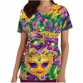 thumbnail image 3 of TaTaai Women's Carnival Festival Top Short Sleeve V-Neck Printed Pocket Loose Fit Casual Summer Blouse Shirt for Party Travel Daily Gift, 3 of 5