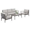 thumbnail image 2 of 4-Piece Aluminum Patio Furniture Set, Rustproof Outdoor Conversation Set with 3-Seat Sofa, Armchairs and Coffee Table, 2 of 7