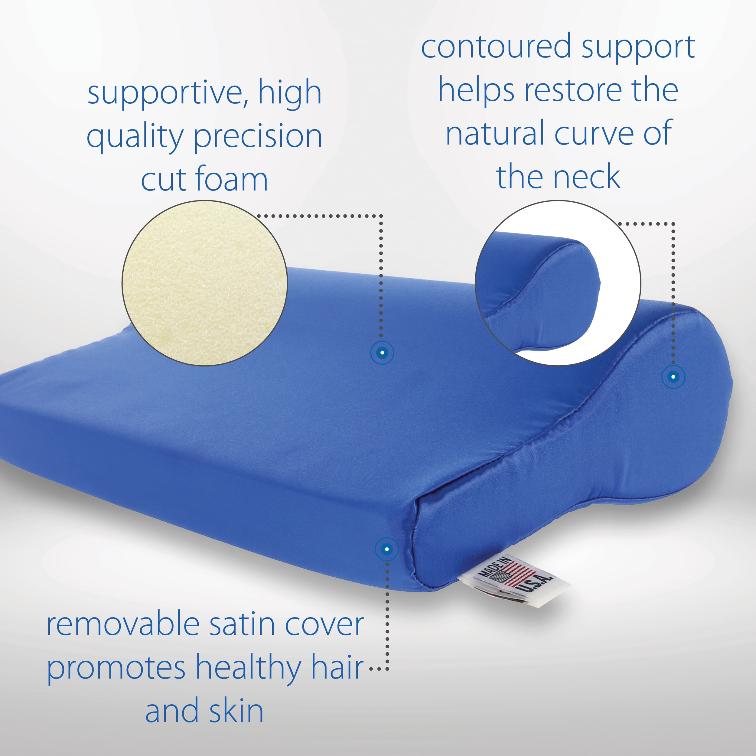 Core Products AB Contour Cervical Support Pillow, Satin - Blue