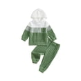 thumbnail image 2 of VeFlora Baby Toddler Boy Fall Outfit Contrast Color Long Sleeve & Short Sleeve Hooded Sweatshirt and Elastic Pants 2 Piece Clothes Set, 2 of 9