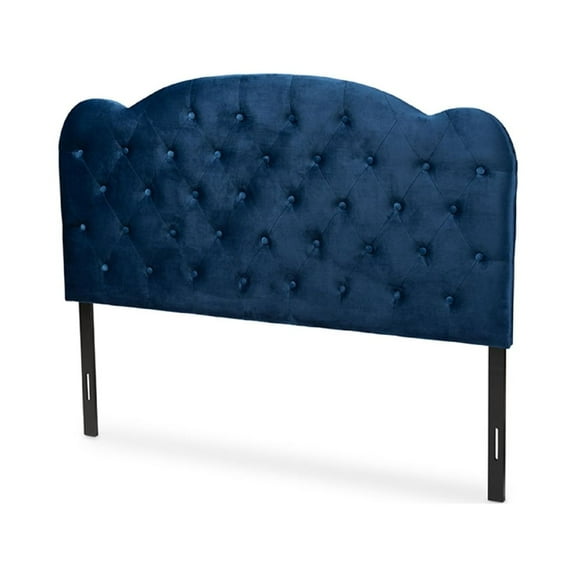 Baxton Studio Clovis Modern and Contemporary Navy Blue Velvet Fabric Upholstered Queen Size Headboard,Wholesale