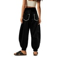 thumbnail image 4 of FUNUONY Womens Wide Leg Barrel Pants Elastic High Waisted Trousers Loose Casual Palazzo Pants with Pockets Cropped Relax Fit Trouser Ankle Pants Baggy Casual Summer Pants with Pockets Black Xxl, 4 of 6