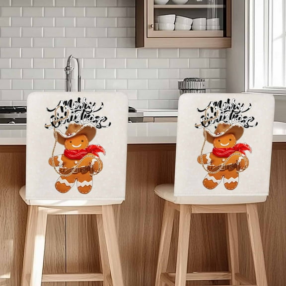 Merry Christmas Chair Covers Set of 6 Gingerbread Man Rope Chair Back Covers Stretch Removable Washable Slipcovers Protector for Dining Room Kitchen Party Decor