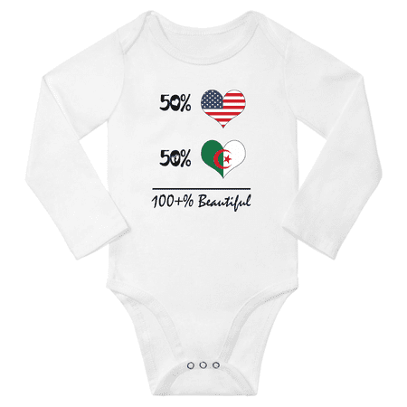 

50% Algerian + 50% American = 100+% Beautiful Baby Long Sleeve Romper (White 6 Months)