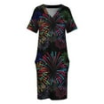 thumbnail image 3 of Vestido de noche holgado con bolsillos para mujer traje elegante de fiesta con diseño de fuegos artificiales para verano, 3 of 6