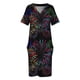 thumbnail image 3 of Vestido de noche holgado con bolsillos para mujer traje elegante de fiesta con diseño de fuegos artificiales para verano, 3 of 6