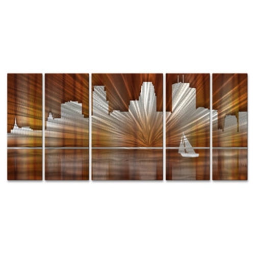 All My Walls Minneapolis Skyline by Ash Carl 5 Piece Graphic Art Plaque Set