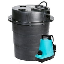 Little Giant WRS-5 115-Volt, 1/6 HP, 1500 GPH Under Sink Drainosaur Automatic Sump Pump/Basin System with 5-Gallon Tank and 10' Cord, Black/Blue, 505055 CA3