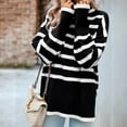 thumbnail image 4 of hotojiny Womens Sweaters Causal Turtleneck Long Sleeve Knit Side Split Oversized Pullover Sweater Loose Striped Tops, 4 of 7