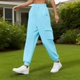 thumbnail image 6 of Pant for Women Joggers For Women Dress Pants Women Women'S Elastic Lace-Up Casual Solid Color High-Waisted Zipper Pocket Tapered Sweatpants Sky Blue M, 6 of 7