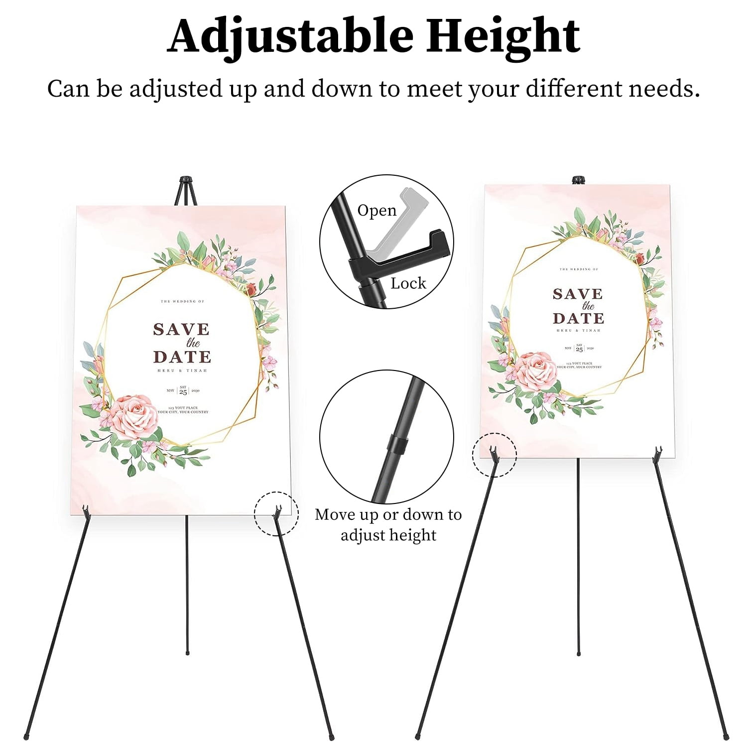iMounTEK 61" High Steel Easy Folding Display Easel, Instantly Collapses, Adjustable Display Holders, 2 Packs