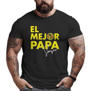 Funny Club America "El Mejor Papa" Men's T-Shirt - 100% Cotton, Casual Crew Neck