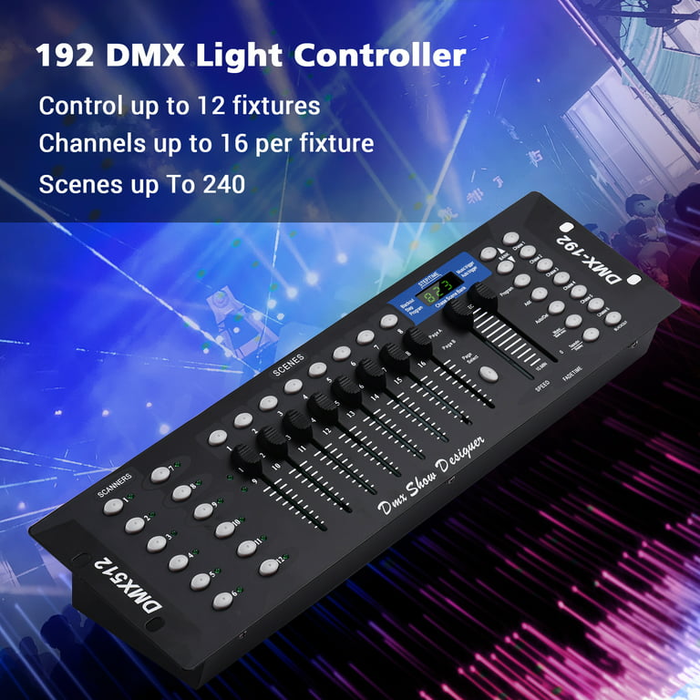 DMX Controller, DMX Console,192CH Dmx512 Console, with 2m/6.6 ft DMX Signal  Cable, Controller Panel Use for Editing Program of Stage Lighting Runing