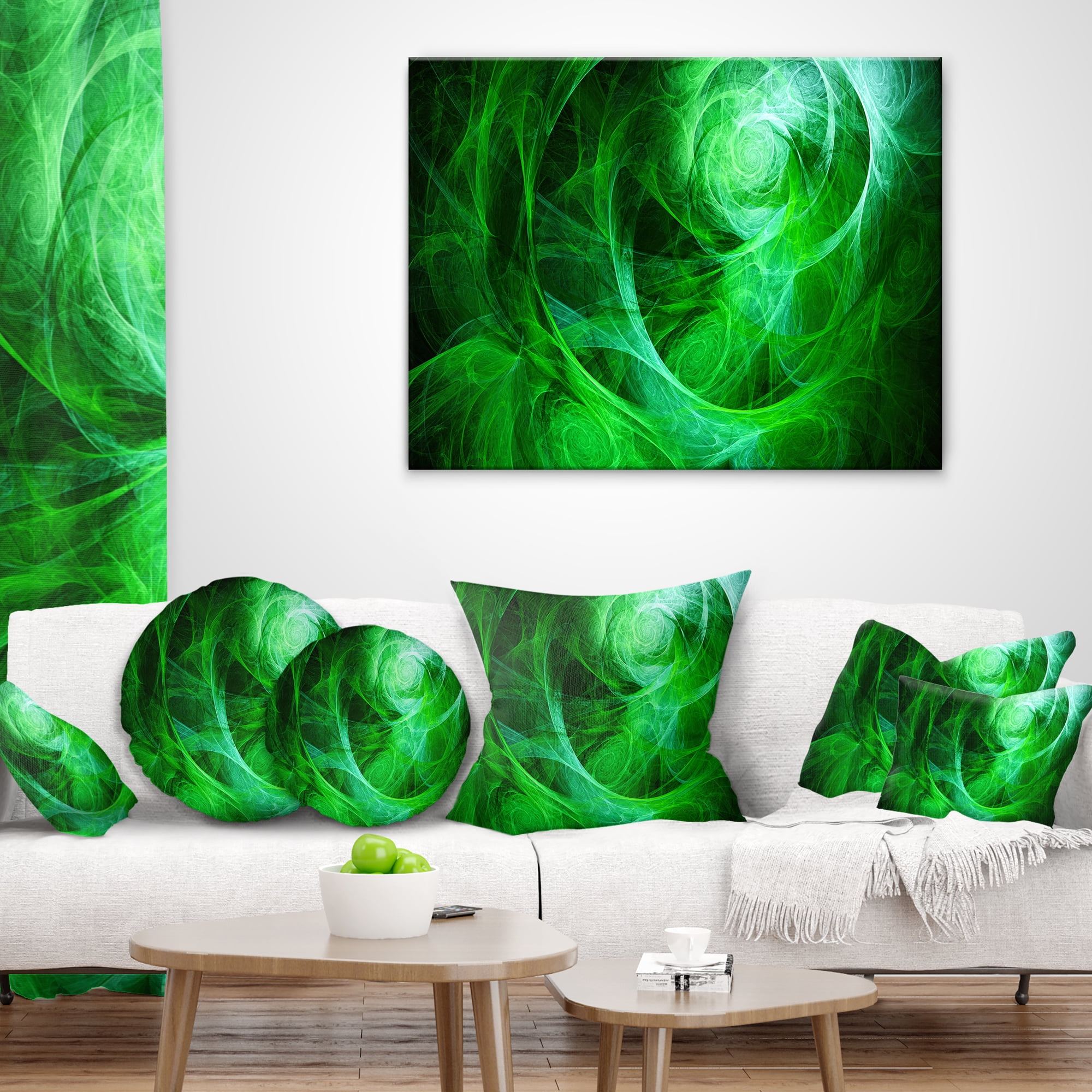 Designart Green Stormy Sky Texture - Abstract Throw Pillow - 12x20