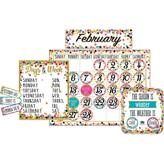 Teacher Created Resources Confetti Calendar Bulletin Board, 84 Count