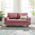 thumbnail image 2 of Loveseat Sofa, Velvet, Pink, Modern Contemporary Urban Design, Living Lounge Room Hotel Lobby Hospitality, 2 of 9