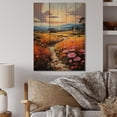 thumbnail image 2 of Designart "Farm Summer Fauvist landscape V" Floral Print on Natural Pine Wood, 2 of 5