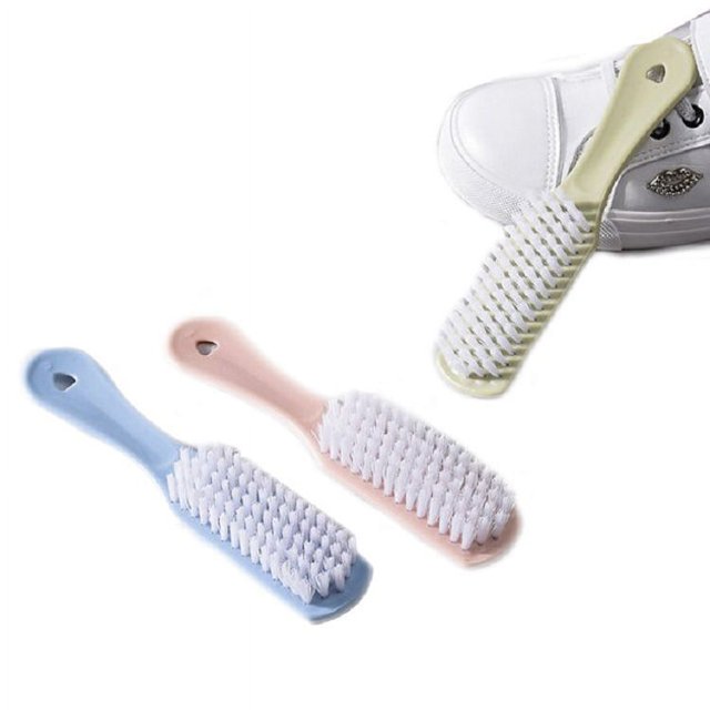 3 piezas Limpiador de zapatos deportivos, cepillo para zapatos, cepillo para zapatos con mango, herramienta de limpieza de cuero para el hogar, zapatos, ropa, limpiador de uñas