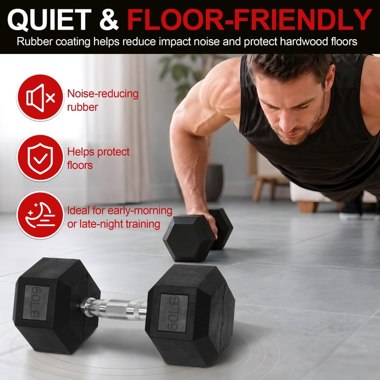 BalanceFrom 150 Lb Rubber Hex Dumbbell Set photo 8