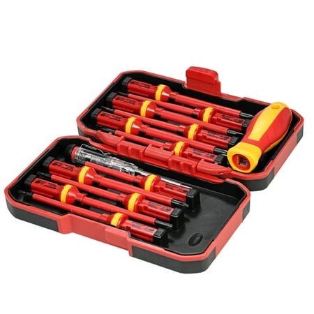 

13pcs 1000V Changeable Insulated Screwdrivers Set with Magnetic Slotted Phillips Pozidriv Torx Bits Electrician Tools Kit