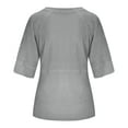 thumbnail image 4 of tklpehg 3/4 Sleeve Tops for Women Loose Fit Lightweight Blouse Leisure 3/4 Sleeve T Shirts Crew Neck Tops Basic Plain Colored Fashion Summer Tops Gray 10(XL), 4 of 5
