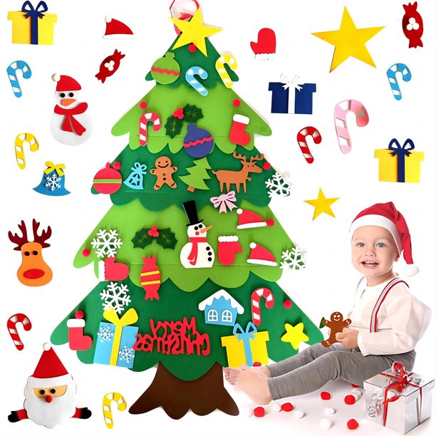 Árbol de Navidad LNV DIY Felt Montessori con luz LED, regalo para niños