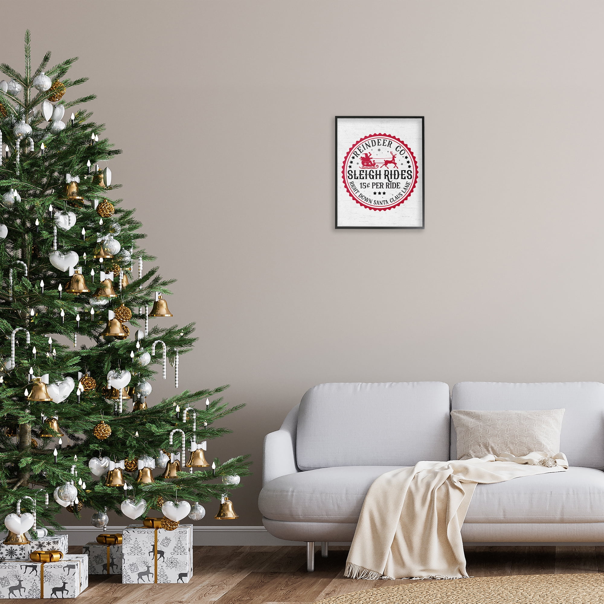 Stupell Industries Vintage Sleigh Rides Holiday Painting Black Framed Art Print Wall Art, 16 x 20