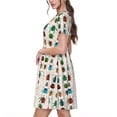 thumbnail image 2 of Easygdp Cartoon Insects para Vestido Transpirable de Mujer, Vestido Suelto de Manga Corta con Pliegues y Bolsillos para el Verano, 2 of 6