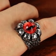 thumbnail image 2 of Mens Stainless Steel Ring with Exaggerated Skull and Yellow Eye Vintage Punk Ring for Men Fashion Ring Cool Ring, 2 of 6
