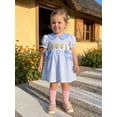 thumbnail image 3 of BemeyourBBs Kids Toddler Girl Back To School Dress Outfit Little Baby Girl Pre Kindergarten Outfits Casual Bow Pencil Embroidered Plaid Doll Collar Puff Short Sleeve A Line Smocked Dress, 3 of 9
