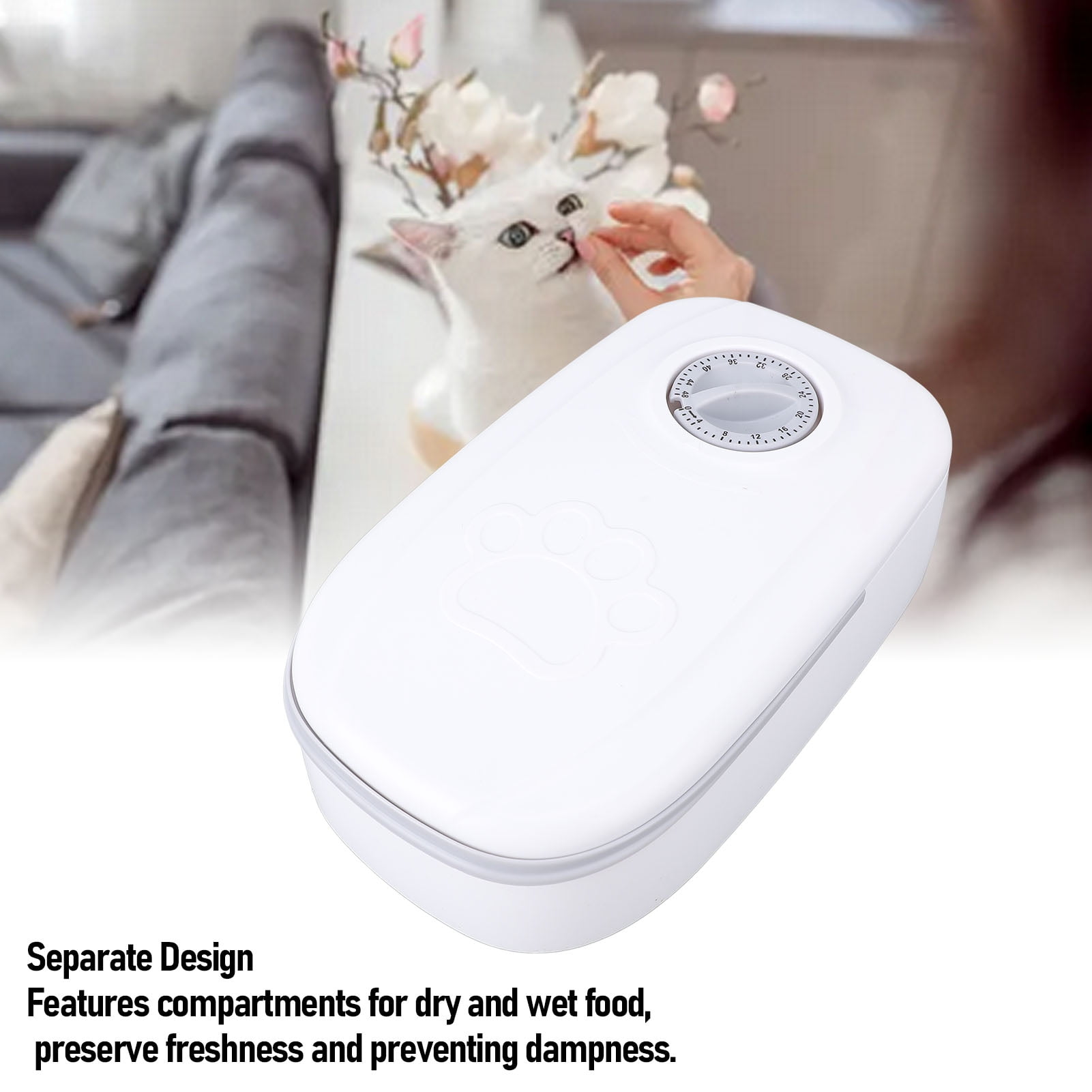 Riousery Automatic Pet Feeder Timed Maintain Freshness Dry Wet Food Dispenser Bowl for Cats and Dogs, Smart Programmable Timer, Gray, 9.84 inches / 25 cm