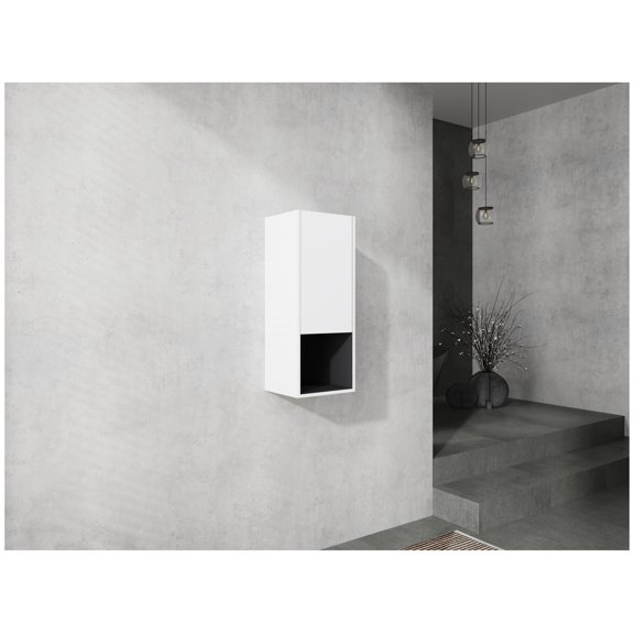 12" Bathroom Side Cabinet,Soft Close Doors,Float Mounting Design,(KD-Packing) White + 1 + 1 + Bathroom + Wall Mounted + Modern + Plywood + Plywood