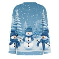 thumbnail image 5 of Christmas Shirts for Women Long Sleeve Snowman Christmas Tree Print Blouses Crew Neck Cute Xmas Funny T-Shirts Tops Sky Blue S, 5 of 5