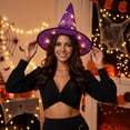 thumbnail image 6 of Light String,Battery Operated Witch Hat LED Garland With Spider Web Cutout Design,Shelf Table Accent Used For Teen Halloween Indoor Classroom Scene Arrangement(Purple), 6 of 7