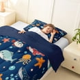 thumbnail image 4 of Manfei Cartoon Fish Twin Comforter Sets for Kids Boys and Girls, Marine Life Print Bedding Set, Navy Reversible 2pcs, 1 Comforter and 1 Pillowcase, 4 of 6